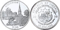 Liberia 20 Dollars Stockholm, PP, Silber, STGL -