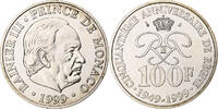 Monaco 100 Francs Rainier III, 50e anniversaire de règne, Silber, UNZ+ -