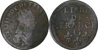 Frankreich Liard de France Louis XIV, Lusignan, Kupfer, SGE+ -