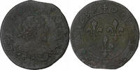 Frankreich Double Tournois Louis XIII, Axe Loire-Rhône, Kupfer, S+ -