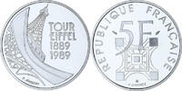 Frankreich 5 Francs Tour Eiffel, Paris, PP, Silber, STGL, Gadoury:772 -