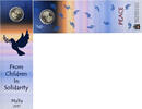 Malta 2 Euro solidarity through love, BU, Bi-Metallic, STGL -