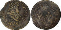 Frankreich Double Tournois Louis XIII, La Rochelle, Kupfer, SS, CGKL:304 -