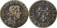 Frankreich Double Tournois Louis XIII, Paris, Kupfer, S+, CGKL:398G -