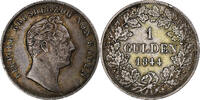 Grand Duchy of Baden Gulden Leopold I, Karlsruhe, Silber, SS, KM:214 -