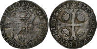Frankreich Douzain aux deux H Henri III, Saint-Lô, Billon, S+ -