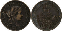 Spanien 5 Centimos Isabel II, Barcelona, Bronze, SS, KM:635.1 -