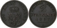 Kingdom of Prussia 2 Pfennig Wilhelm I, Hannover, Kupfer, SS+ -