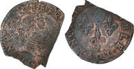 Frankreich Double Tournois Henri III, Poitiers, flan coupé, Kupfer -