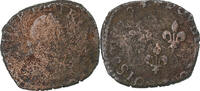 Frankreich Double Tournois Henri III, Kupfer, SGE, Gadoury:455 -