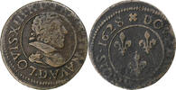 Frankreich Double Tournois Louis XIII, Lyon, Kupfer, S+, Gadoury:8 -