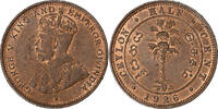 Ceylon 1/2 Cent George V, Heaton, Kupfer, SS+, KM:106 -
