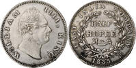 INDIA-BRITISH 1/2 Rupee William IV, Bombay, Silber, SS+, KM:449.1 -