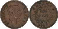 Sarawak Cent George V, Brooke Rajah, Heaton, Kupfer, SS+, KM:18 -