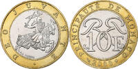 Monaco 10 Francs Rainier III, Paris, Bi-Metallic, UNZ, Gadoury:MC160 -