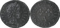 Frankreich Denier Tournois Louis XIV, Paris, Kupfer, SGE+, Gadoury:70 -