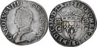 Frankreich Teston aux 2 C couronnés Charles IX, Nantes, Silber, S+ -