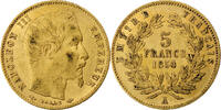 Frankreich 5 Francs Napoleon III, Paris, tranche cannelée, Gold, SS -