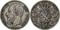 Belgien 5 Francs Leopold II, Brussels, Silber, S+ -