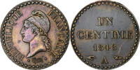 Frankreich Centime Dupré, Paris, Bronze, VZ, Gadoury:84, KM:754 -