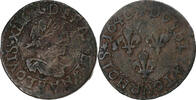 Frankreich Double Tournois Louis XIII, La Rochelle, Kupfer, S+ -