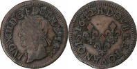 Frankreich Double Tournois Louis XIII, La Rochelle, Kupfer, S+ -
