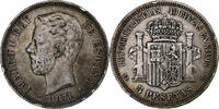 Spanien 5 Pesetas Amadeao I, Madrid, Silber, SS, KM:666 -