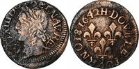 Double Tournois 1642 La Rochelle Frankreich Louis XIII, La Rochelle, Kupfer, S+ S+