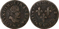 Frankreich Double Tournois Louis XIII, Toulouse, Kupfer, S+, Gadoury:6 -