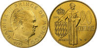 Monaco 20 Centimes Rainier III, Monnaie de Paris, BU, Cupro-Aluminium -