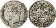 Frankreich 20 Centimes Napoleon III, Paris, Silber, SS, Gadoury:305 -