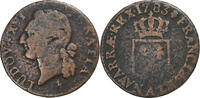 Frankreich 1/2 Sol Louis XVI, Paris, 2nd semestre, Kupfer, S -