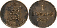 Guernsey Double Heaton, Bronze, UNZ, KM:10 -