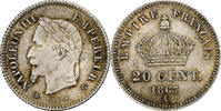 Frankreich 20 Centimes Napoleon III, Paris, Silber, SS, Gadoury:309 -