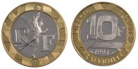 Frankreich 10 Francs Münze, Génie, STGL, Aluminum-Bronze, Gadoury:827a -