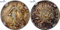 Frankreich 50 Centimes Semeuse, Paris, Silber, GENI -