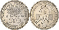 Portugal 100 Escudos Football, Lisbon, Kupfer-Nickel, VZ+, KM:637 -