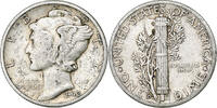 Vereinigte Staaten Dime Mercury Dime, Denver, Silber, S+, KM:140 -
