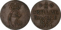 Dänemark 1/2 Skilling Christian VII, Copenhagen, Kupfer, SS, KM:615 -