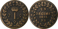 Frankreich Decime Louis XVIII, Strasbourg, Bronze, S+, Gadoury:196 -