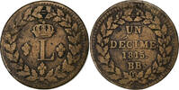 Frankreich Decime Louis XVIII, Strasbourg, Bronze, S, Gadoury:196 -