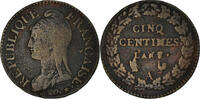 Frankreich 5 Centimes Münze, Paris, Directoire, S, Bronze, KM:640.1 -