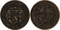 Luxemburg 5 Centimes William III, Brussels, Bronze, SS, KM:22 -