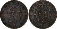 Spanien 10 Centimos Alfonso XII, Barcelona, Bronze, SS, KM:675 -