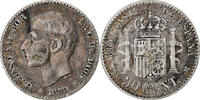 Spanien 50 Centimos Alfonso XII, Madrid, Bronze, S+, KM:685 -