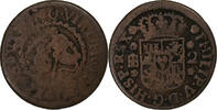 Spanien 2 Maravedis Philip V, Kupfer, SGE+, KM:366 -