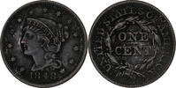 Vereinigte Staaten Braided Hair Cent Philadelphia, Kupfer, SS, KM:67 -
