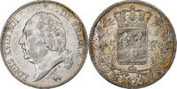 Frankreich 5 Francs Louis XVIII, Bordeaux, Silber, SS+, Gadoury:614 -