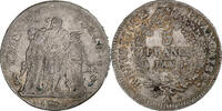 Frankreich 5 Francs Directoire, Paris, Silber, S, Gadoury:563 -