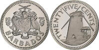 Barbados 25 Cents Franklin Mint, PP, Kupfer-Nickel, STGL, KM:13 -